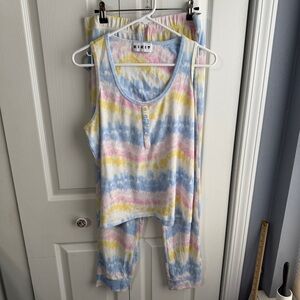 Kikit pastel tie dye 2 piece pajama set size large
